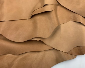 Sheep leather light brown | thin 0.6mm | 1-2 oz | soft smooth vintage rustic look distressed warm brown