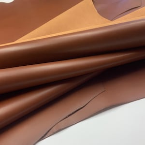 Brown Leather Chestnut Real Veg Tan | 1.6 mm 4OZ | crazy horse | thick | For bags, boots, upholstery, italian image 2