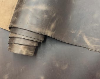 Brown leather pull up real 1-1.2mm 3oz thick crazy horse waxy oily finishing distressed for bags shoes leathercraft