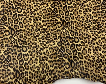 Furry leopard leather | Dark brown caramel | 1.2 mm 3 oz | pony, hairy for purses, clothing