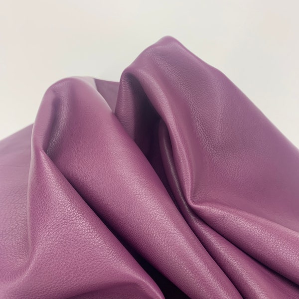 Thin Purple milled leather | Thin 0.8-1 mm | Soft, elastic | Calf hides skins | For gloves garment dress suit jacket trousers pants hat