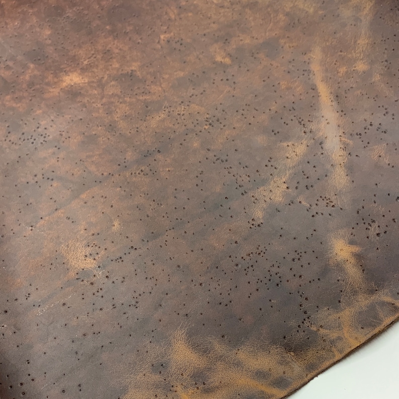 Dark Brown Leather Pull up Embossed Crazy Horse Leather 1.4mm 34 Oz