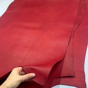 Rood leer Plantaardig gelooid | Oliegelooid | 1,6 mm 4 OZ | 100% koeienechte huid voorgesneden vellen voor tijdschriften, tassen, laarzen