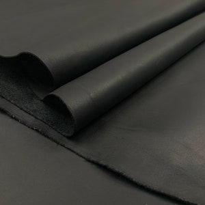 Cuir de veau noir mat 1 mm mi-rigide feuilles de cuir pour sacs, chaussures, portefeuilles, reliure image 3