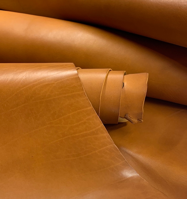 Vegetable tanned full grain 100% genuine cowhide leather thick 2.5-2.8 mm 7OZ Tan Cognac oil tanned imagem 2