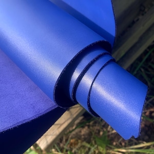 Blue Leather nappa Royal Full Grain Side | 1.6-1.8 mm 4-5 OZ | Real natural genuine | Flat surface skin | sheets precut for bags, shoes