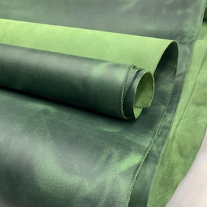 Echtes grünes Leder Pull-up Echtleder 2 mm 5 Unzen wachsartig ölig Finished beunruhigt Wald für Taschen Schuhe Leathercraft