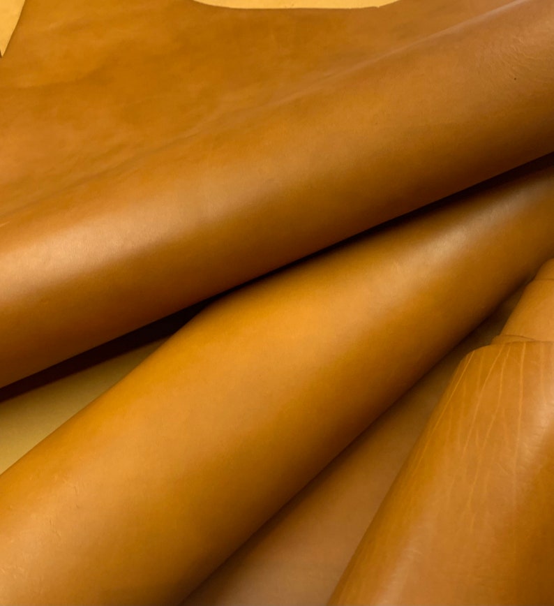 Vegetable tanned full grain 100% genuine cowhide leather thick 2.5-2.8 mm 7OZ Tan Cognac oil tanned imagem 8