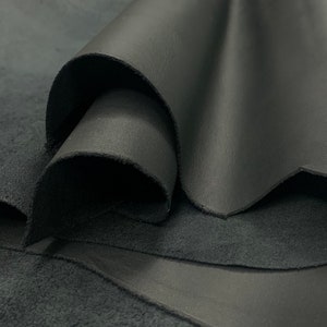 Cuir de veau noir mat 1 mm mi-rigide feuilles de cuir pour sacs, chaussures, portefeuilles, reliure image 4