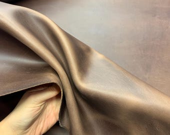 Brown leather pull up real 2-2.2mm 5oz thick crazy horse waxy oily finishing distressed for bags shoes leathercraft