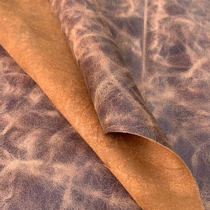 Leer Distressed Zacht Rustiek Italiaans Plantaardig gelooid 0,8 mm 2 oz Bruin | Engels | verbergt lakenpanelen voor stoffering, tassen, kleding