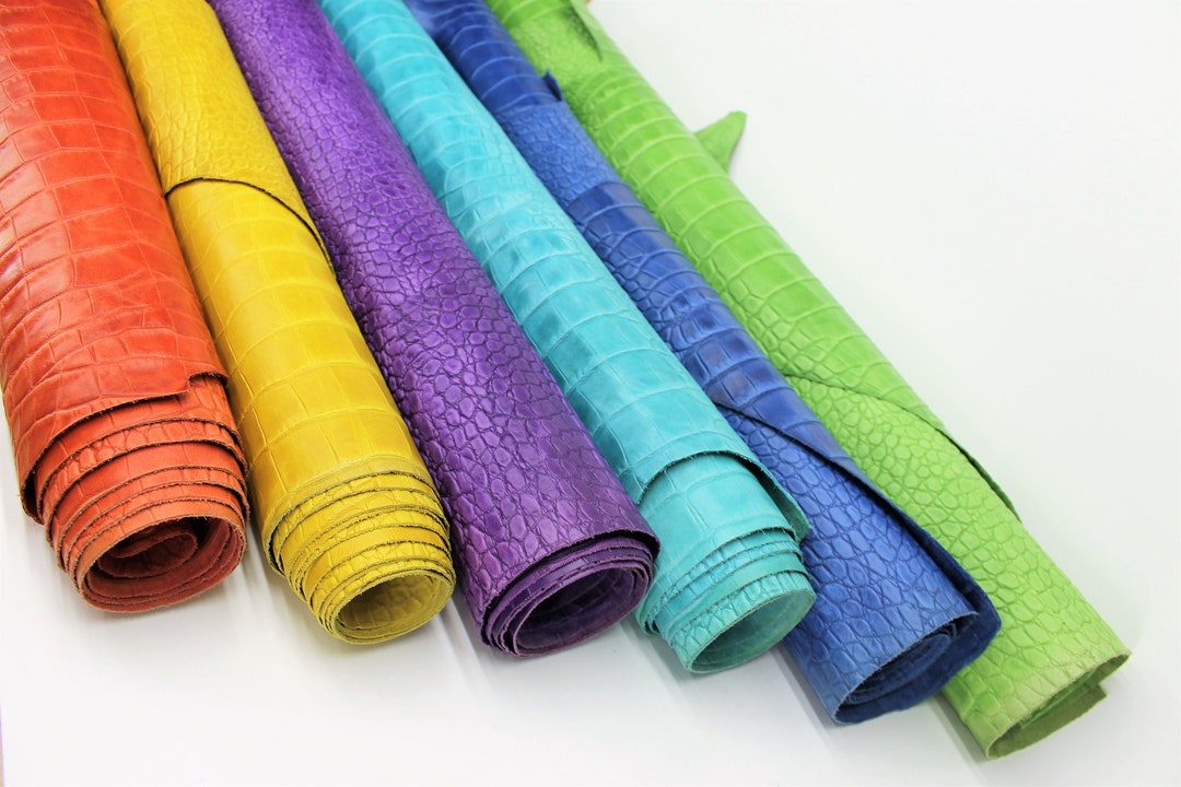 Crocodile Leather Reptile Embossed | Red Yellow Purple Blue Green ...