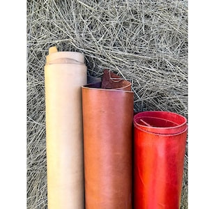 Buffalo leather sheets | Thick 8-9 oz | 3-3.5mm | Bizon Bull Red Brown Beige colors