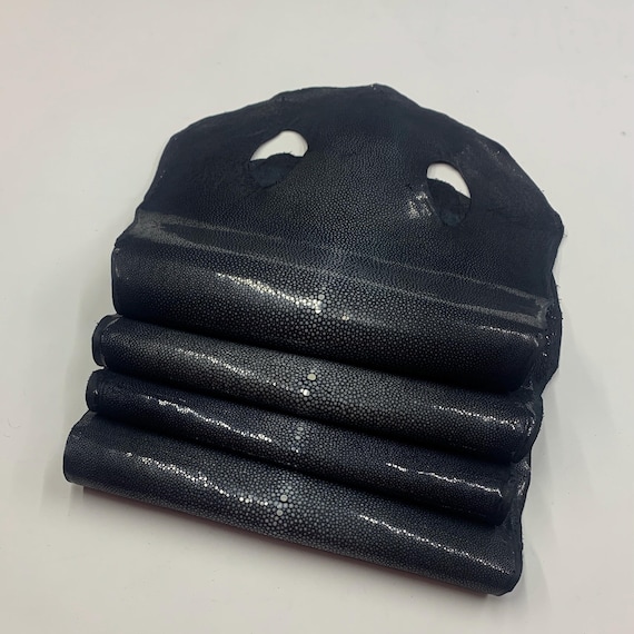Stingray Skin Hide Fish Skin Natural Leather, Black Polished 