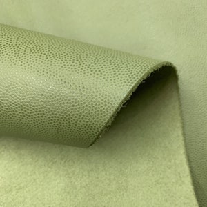 Pelle verde caviale goffrata color cachi, concia di mucca / 1,2 mm / 3 oz / Vera pelle naturale / pannello in fogli pretagliati per borse, portafogli