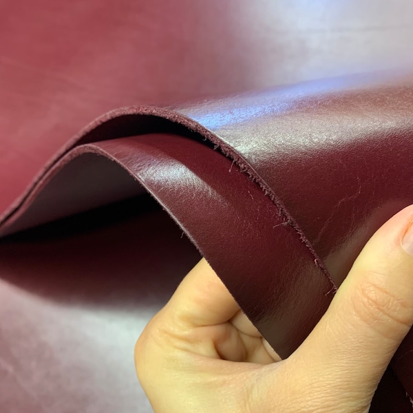 Thick leather burgundy sheets | 7-8 oz | 2.8-3mm | Buffallo Bizon Bull | for belts, durable bags, leather craft, handles, straps, harness