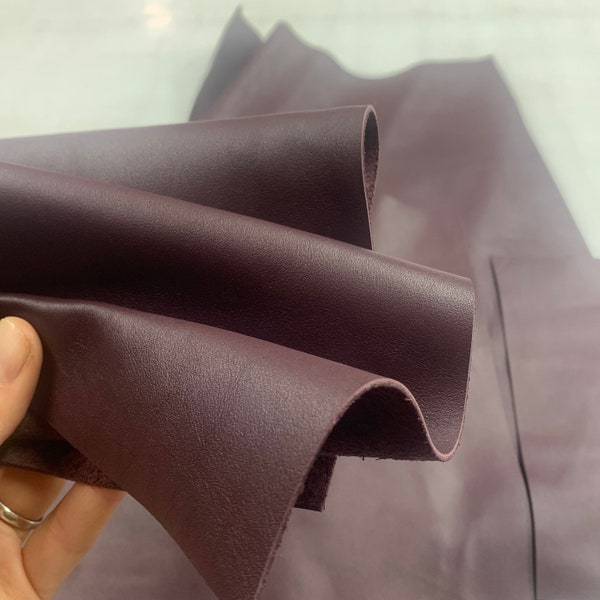 Burgundy leather full grain dark | 1.2 mm | 3 oz | real natural genuine leather | Full side hide | precut sheets panels