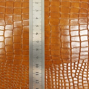 Brown Leather Shiny Crocodile Reptile Embossed Natural | 0.8-1.0 Mm | 2 ...