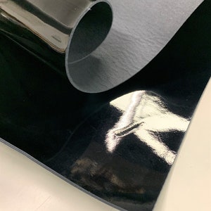 Black patent leather sheets | thick and thin |4, 6 oz | 1.5 2.6 mm | Real Natural varnish precut panels for shoes purses | shiny smooth