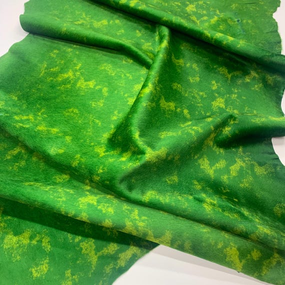 Green leather Pony Hair natural fur Pony Fur, Haircalf, Calf-Hair or Hair-on-leather | 1.5mm 4oz | leatherctaft for purses, boots, bags