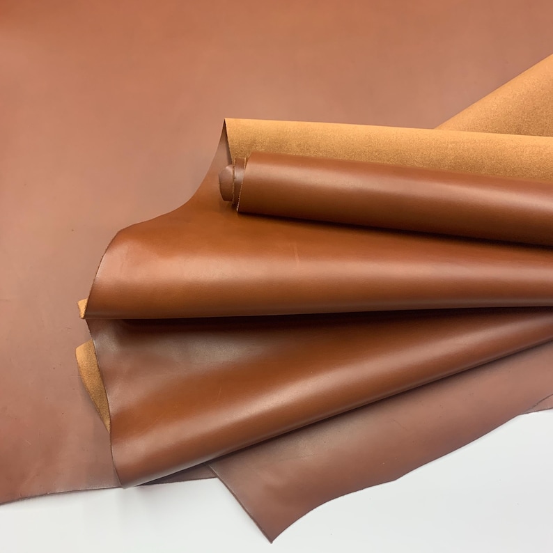 Brown Leather Chestnut Real Veg Tan | 1.6 mm 4OZ | crazy horse | thick | For bags, boots, upholstery, italian image 7