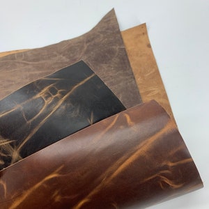 Leather Vegetable tanned Pull up cow precut sheets Brown and dark brown color leder cuir rindsleder for journals
