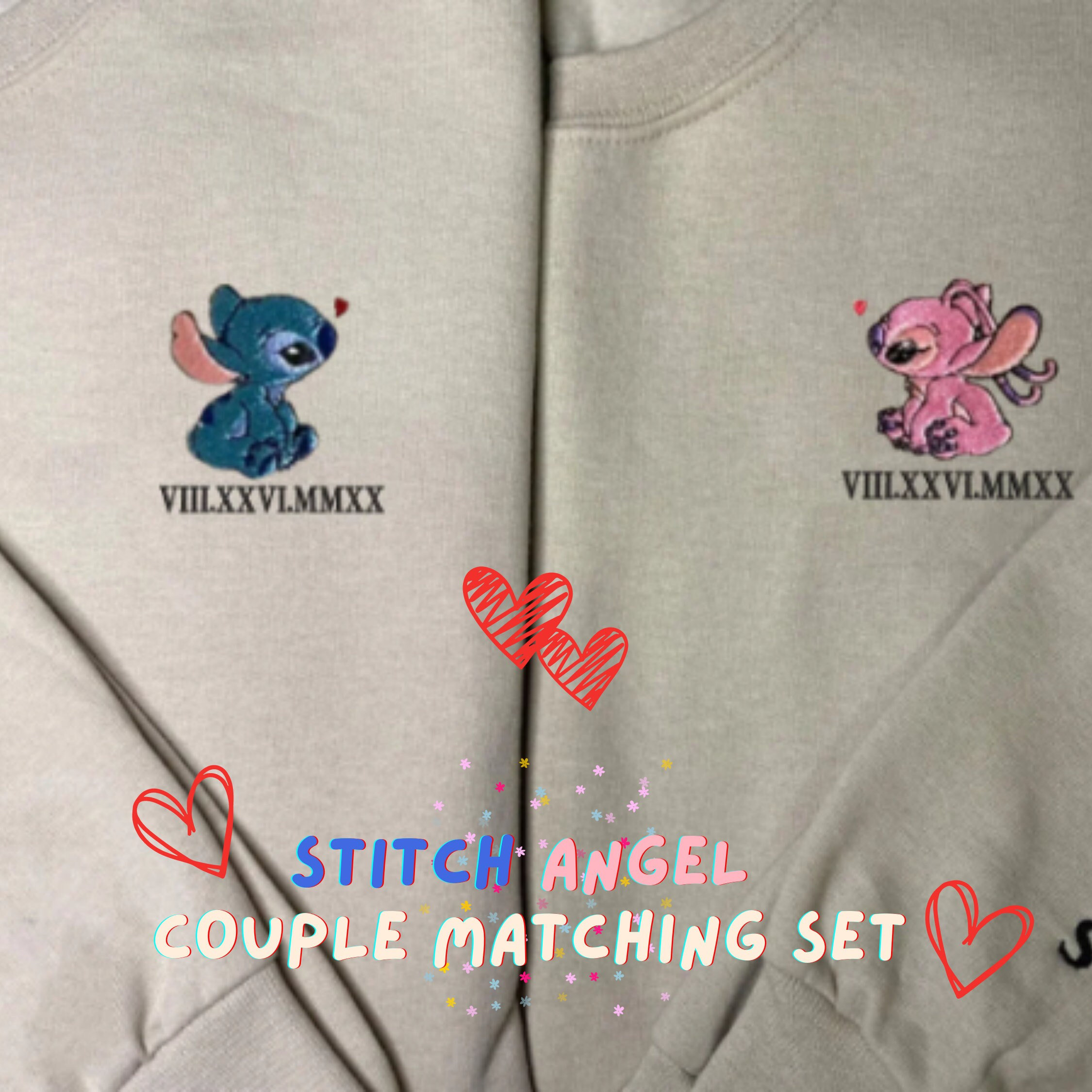 Stitch and Angel Embroidered Sweatshirt
