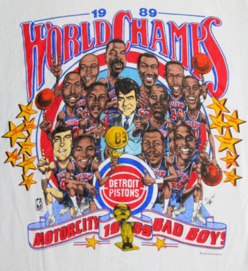 Vintage Detroit Pistons NBA Champions Caricature Tshirt Sku59 Etsy