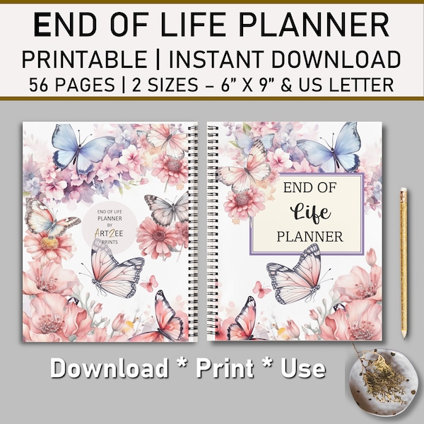 End of Life Planner Printable | Final Preparations Emergency Funeral Estate Planning When I Die Final Wishes Will Preparation Legacy Binder