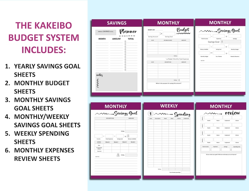 Printable Financial Planner, Kakeibo Budget System, Budget Planner Book, Weekly Monthly Budget ...