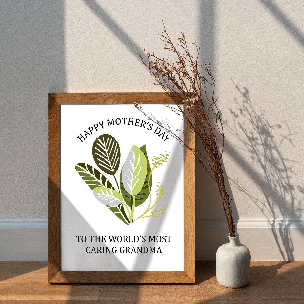 Most Caring Grandma Wall Art Watercolor Leaves Art Printable Etsy