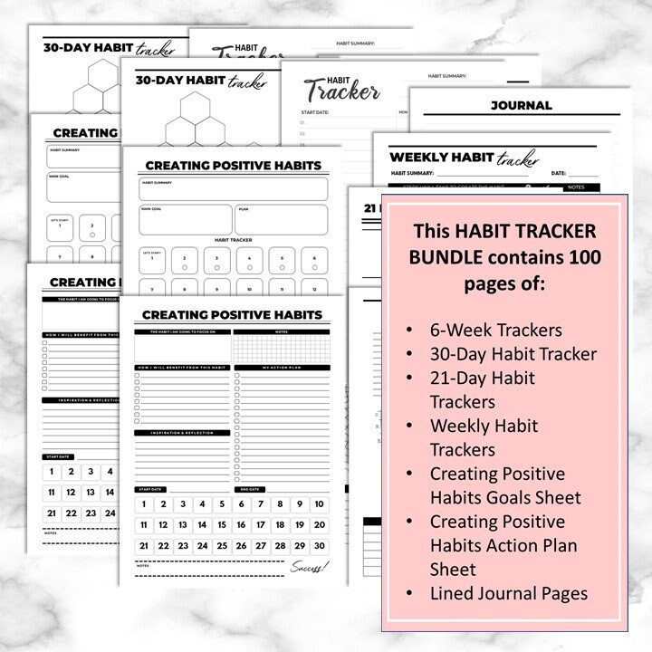 Habit Tracker Bundle Daily Weekly Monthly Printable Download - Etsy