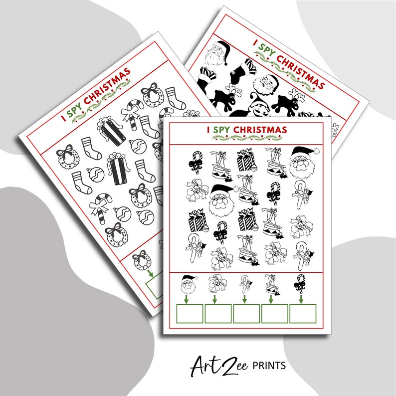 I Spy Christmas Activity Book 20 Printable Kids Counting Game Sheets ...