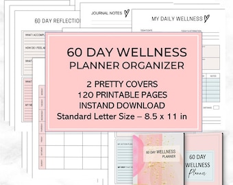 60 Day Wellness Journal Planner Printable Download