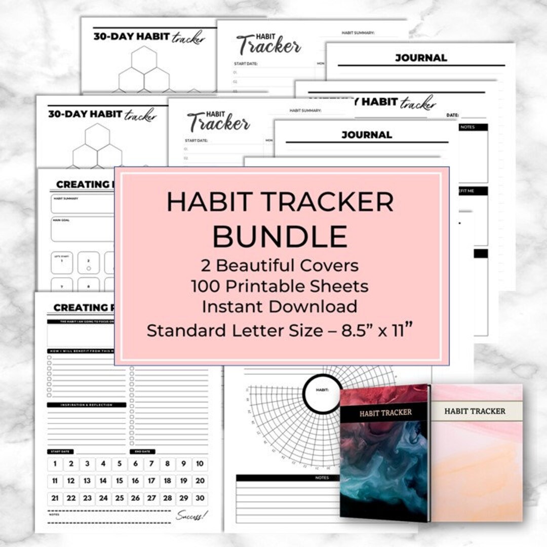 Habit Tracker Bundle Daily Weekly Monthly Printable Download - Etsy