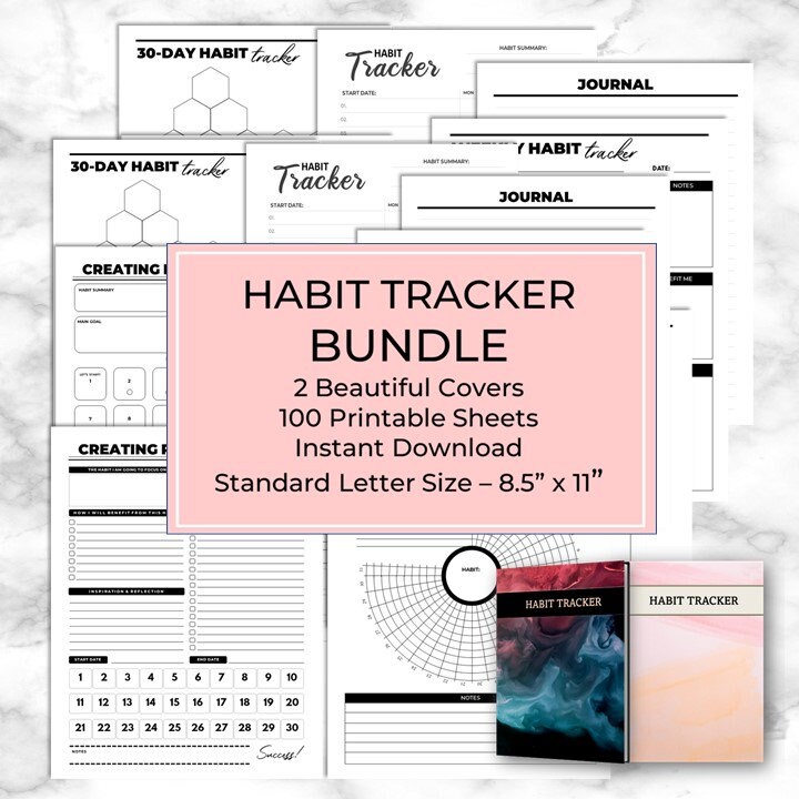 Habit Tracker Bundle Daily Weekly Monthly Printable Download - Etsy
