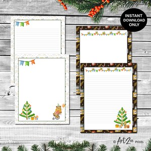 CHRISTMAS Printable Stationery | Bundle of 12 Lined and Unlined Writing ...