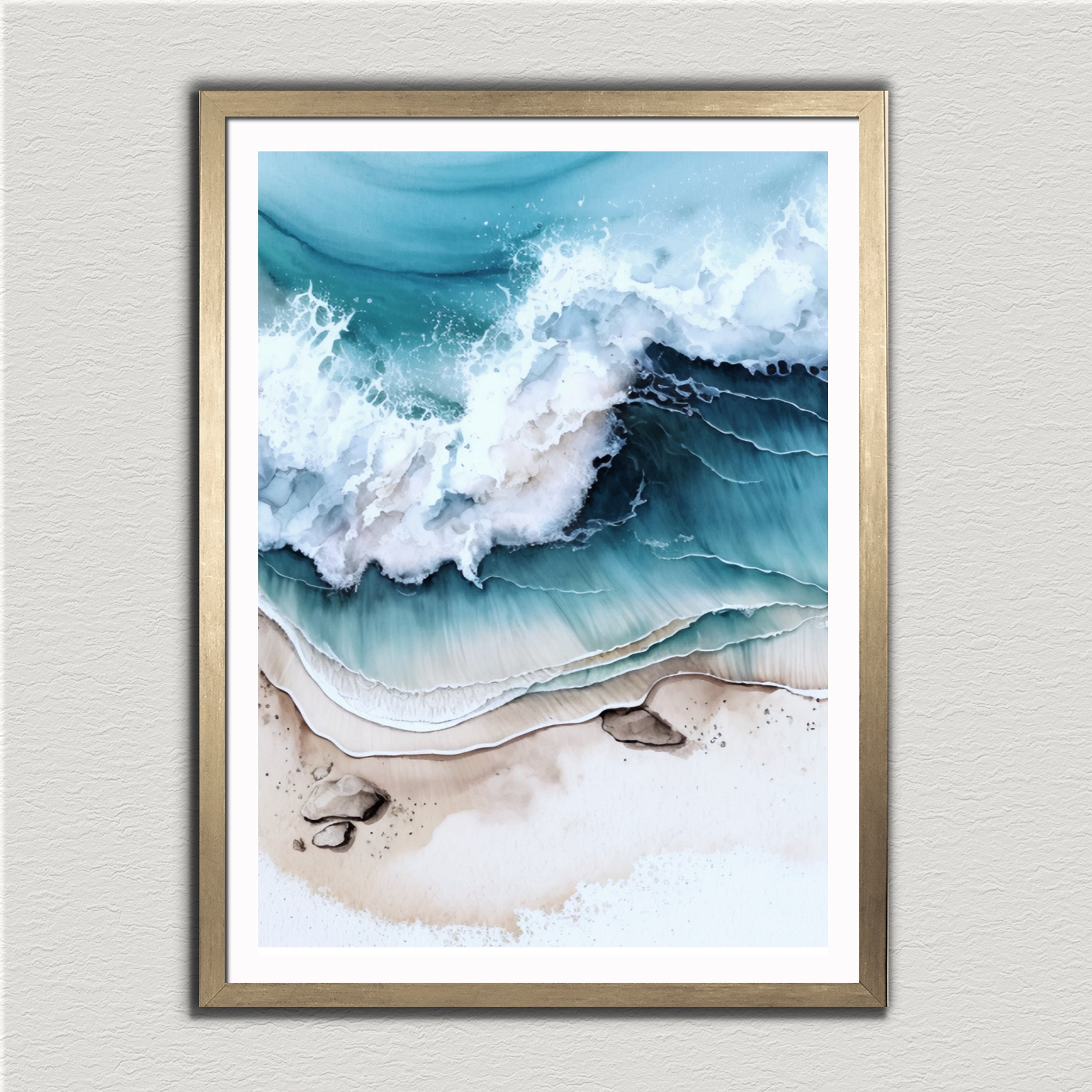 Modern Beach Wall Art Printable, Coastal Wall Decor, Ocean Waves Print ...