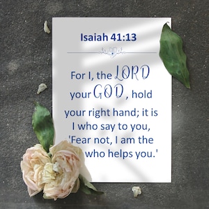 Isaiah 41:13 For The Lord Your God Bible Verse Printable Wall Art Rustic Retro Christian Wall Decor Typography Print