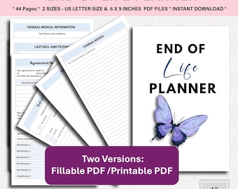 Planificador de fin de vida: Últimos deseos, planificación patrimonial (PDF editable)
