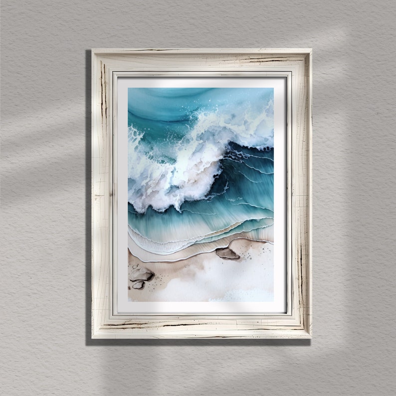 Modern Beach Wall Art Printable, Coastal Wall Decor, Ocean Waves Print ...