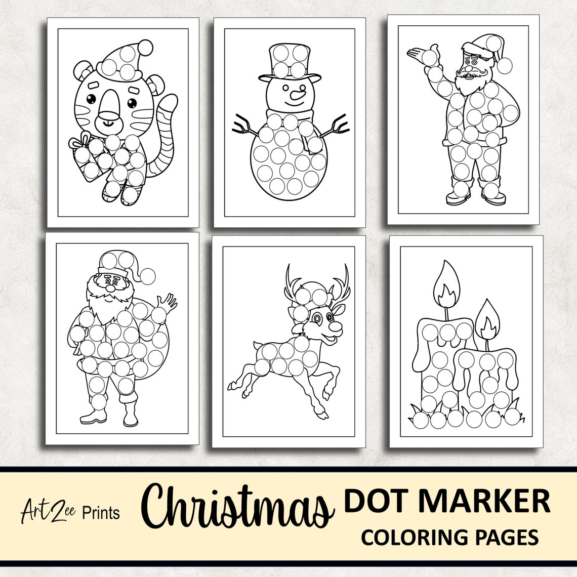 Cute Christmas Dot Marker Coloring Printable Pages for Etsy