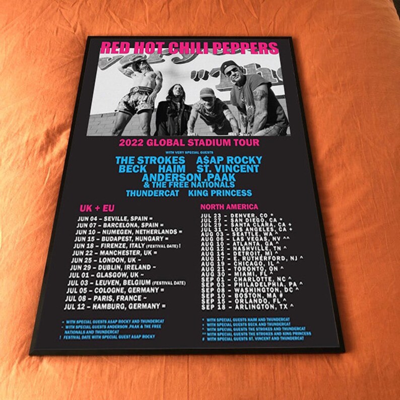 Red Hot Chili Peppers Tour 2022 Poster Gift for Friends Home Etsy UK