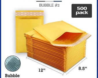 Wholesale 500 Pack #2 (8.5"x12") Self Seal Kraft Bubble Mailers Self Seal Padded Shipping Envelopes Premuim Quality