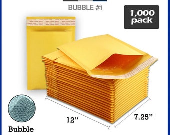 Wholesale 1000 Pc #00 (7.25"x12") Self Seal Kraft Bubble Mailers Self Seal Padded Shipping Envelopes Premuim Quality