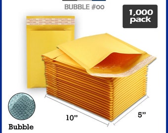 Wholesale 1000 Pc #00 (5"x10") Self Seal Kraft Bubble Mailers Self Seal Padded Shipping Envelopes Premuim Quality