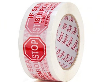 Stop Tape - Stop If Seal is Broken Printed Warning Tape (2" x 110 yard/330' each)