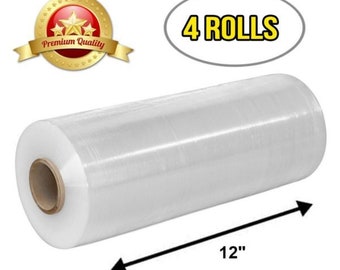 Clear Stretch Film, 12" x 1500', 80 Gauge, Cast - Industrial Strength, Furniture Stretch Wrap