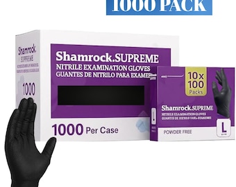 1000 PC Disposable Nitrile Exam Gloves, 4-mil, Black, Heavy Duty, Latex Free, Food Safe for Cooking & Food Prep