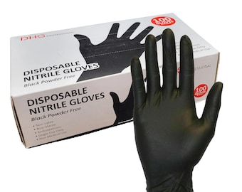 All Sizes Advance Black Nitrile Exam Gloves 5mil, Black 100 Pieces New in Box - Disposable Carbonite Black